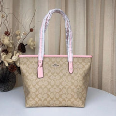 Coach Signature City Tote Bag With OG Box & Dust Bag (Beige Pink - 1127)