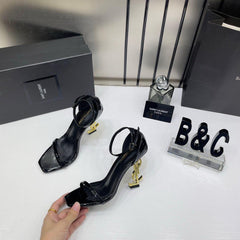 Saint Laurent YSL Heels Black Gold
