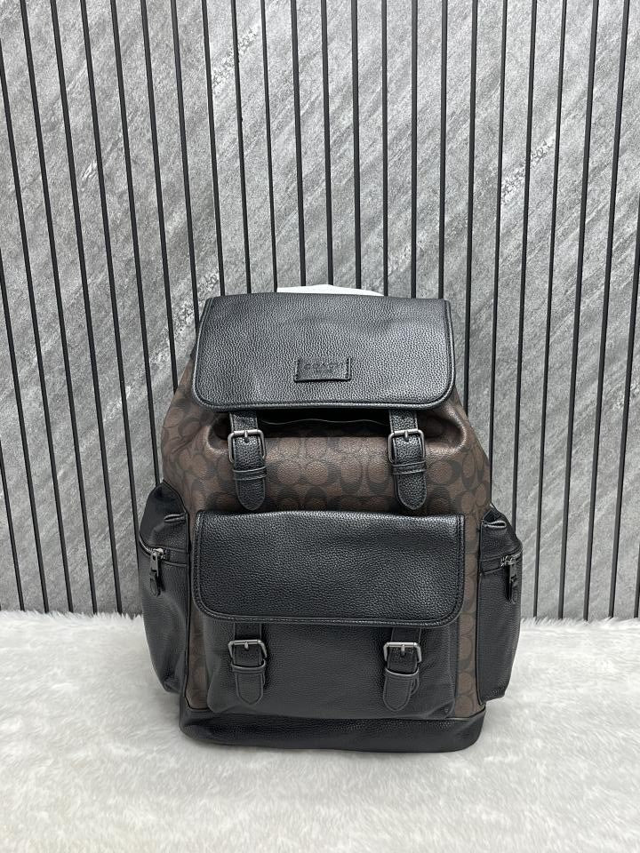 Coach Unisex Rivington Backpack Coffee Black Sprint Leather With Dust Bag 059 Coffee Black