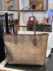 Coach Signature City Tote Bag With OG Box & Dust Bag (Brown - 1064)