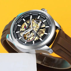 Tommy Hilfiger Automatic Silicon Brown Silver Black