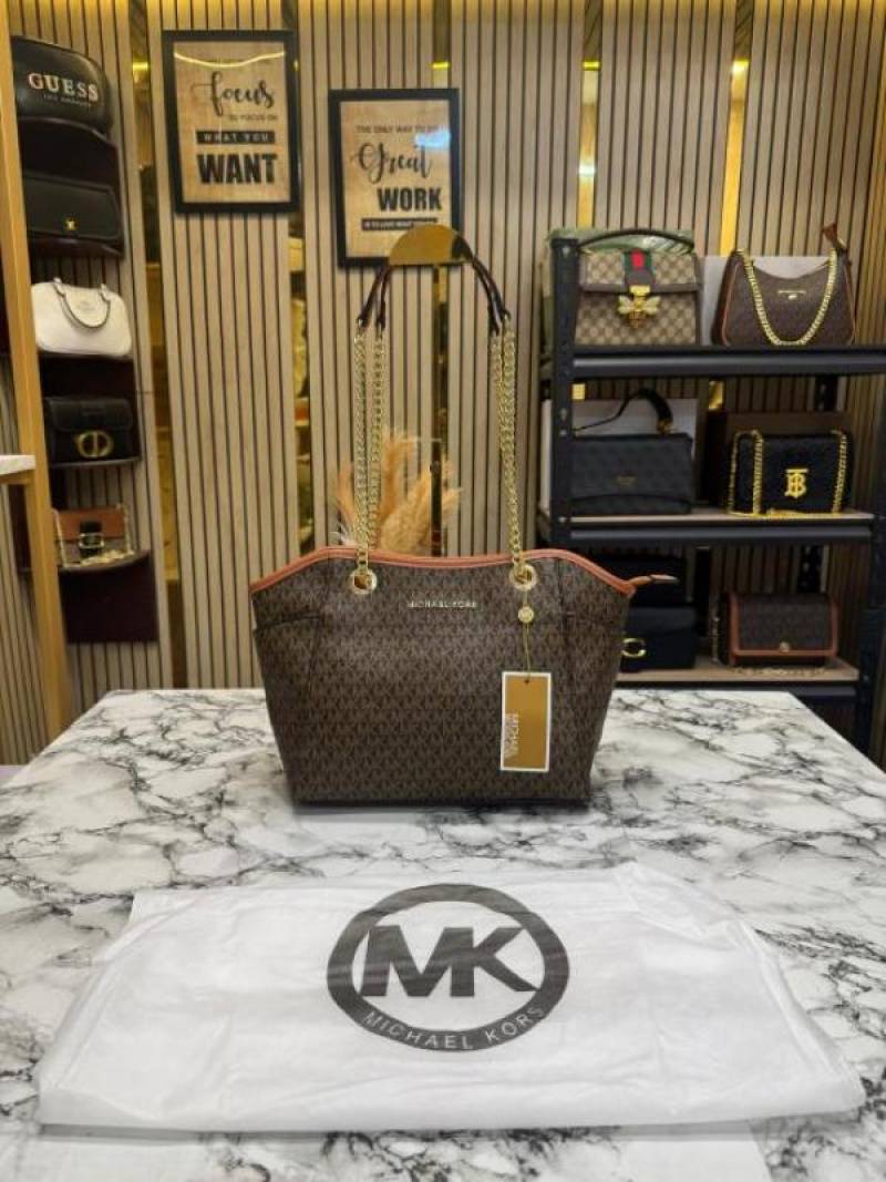 Michael Kors Jet Set Travel Chain Shoulder Tote Bag Witch Dust Bag (70199-Brown)