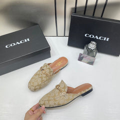 Coach Samie Mule Beige Loafers For Woman With OG Box & Carry Bag 886-28
