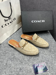 Coach Samie Mule Beige Loafers For Woman With OG Box & Carry Bag 886-28