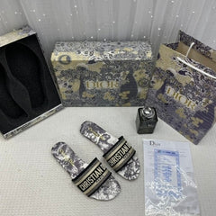 Christian Dior Black Tiger Dway Slide With OG Box & Carry Bag (Black Tiger)