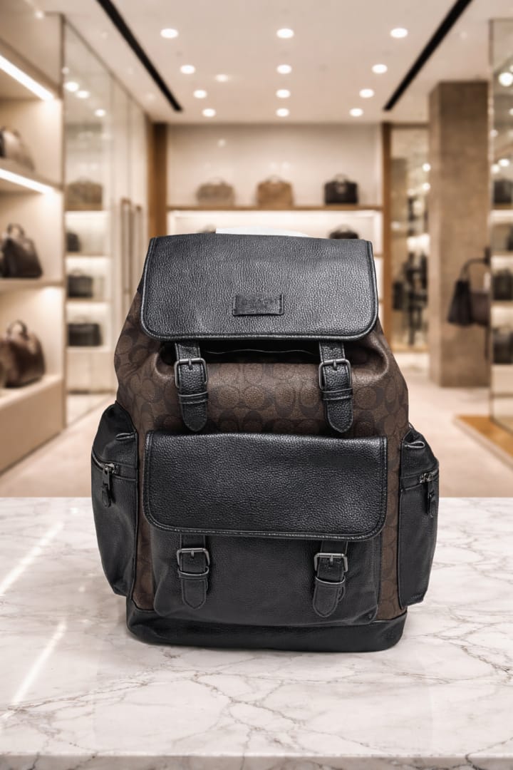 Coach Unisex Rivington Backpack Coffee Black Sprint Leather With Dust Bag 059 Coffee Black