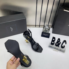 Saint Laurent YSL Heels Black Gold