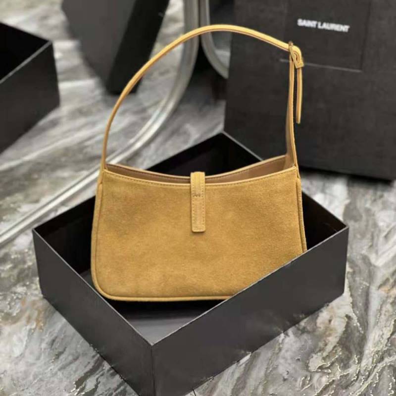 Ysl Saint Laurent Hobo Khakhi Gold Leather Shoulder Bag With OG Box & Dust Bag 6030 Velvel Khakhi