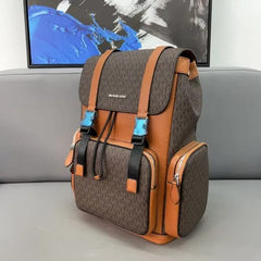 Michael Kors Outlet Unisex Brown Two-Tone High Quality Leather Backpack With Dust Cover Brown Leather