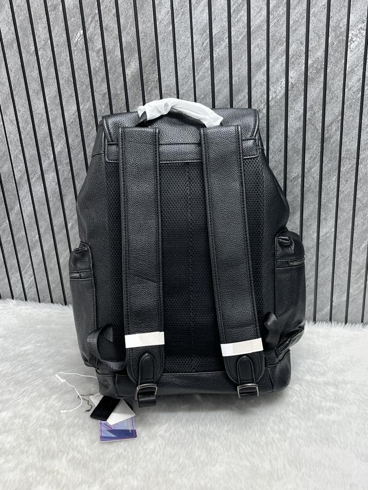 Coach Unisex Rivington Backpack Black Sprint Leather With Dust Bag 059 Black