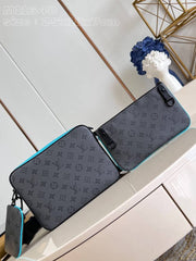 Louis Vuittion LV Virgil Abloh Trio Messenger Multi Crossbody Bag With OG Box Dust Bag (Grey Flower Blue 45320)