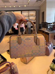 Coach Mini Rowan Crossbody Bag Rainbow Signature Canvas With OG Magnetic Box & Dust Cover Rainbow