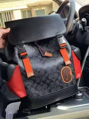 Coach Black-Red Rivington ColorBlock Unisex Backpack With DustCover