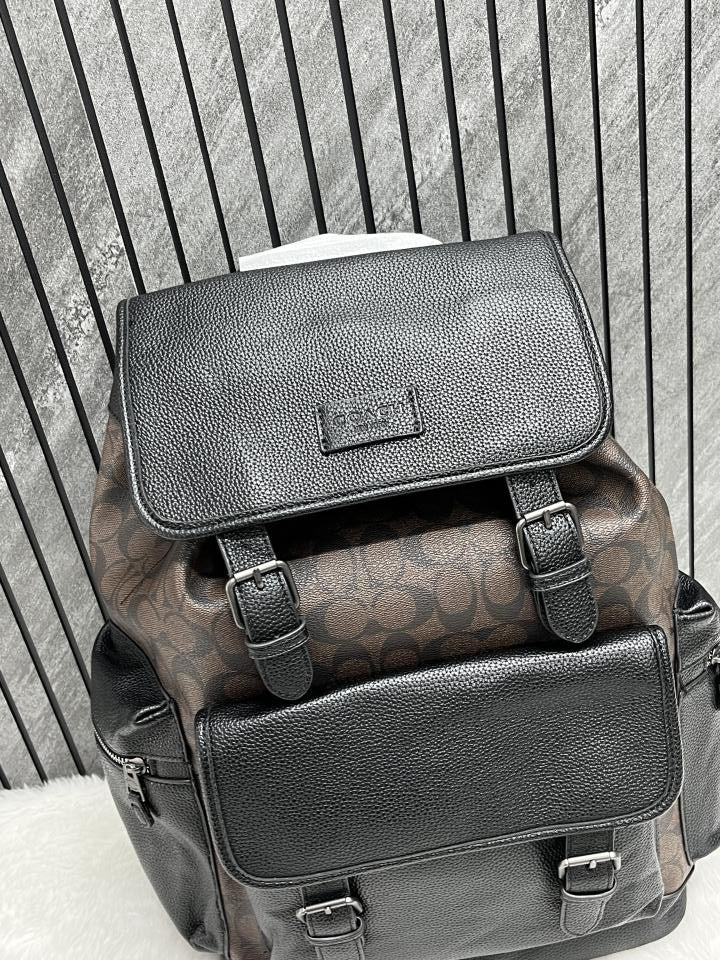 Coach Unisex Rivington Backpack Coffee Black Sprint Leather With Dust Bag 059 Coffee Black