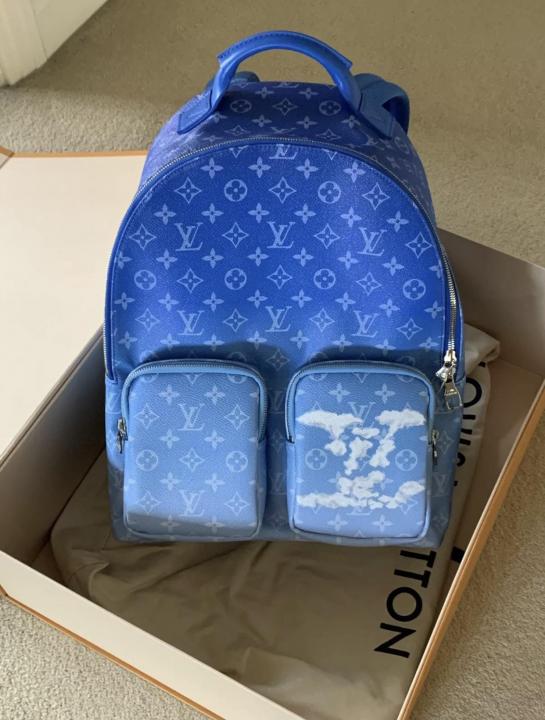 Louis Vuitton Multipocket Backpack Blue Monogram Clouds Coated Canvas With Dust Cover & Carry Bag