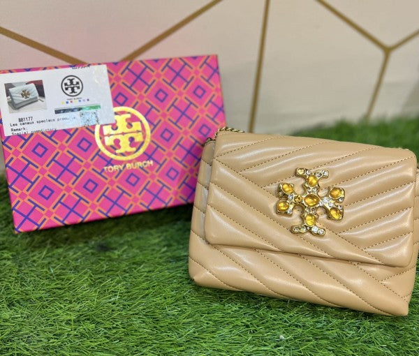 Tory Burch Kira Chevron Embellished Bag with OG Box, Dust Bag, and Bills