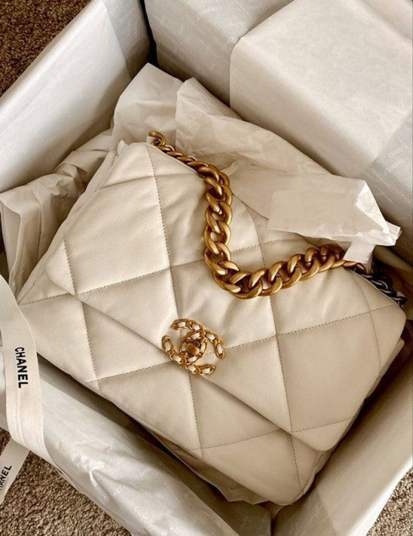 Chanel Lambskin Flap Shoulder Bag with OG Box and Bills (White)