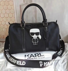 Karl Lagerfeld Premium Duffle Messenger Bag With Dust Bag (Black)