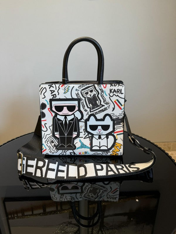 Karl Lagerfeld Paris Maybelle Satchel White With Dust Bag