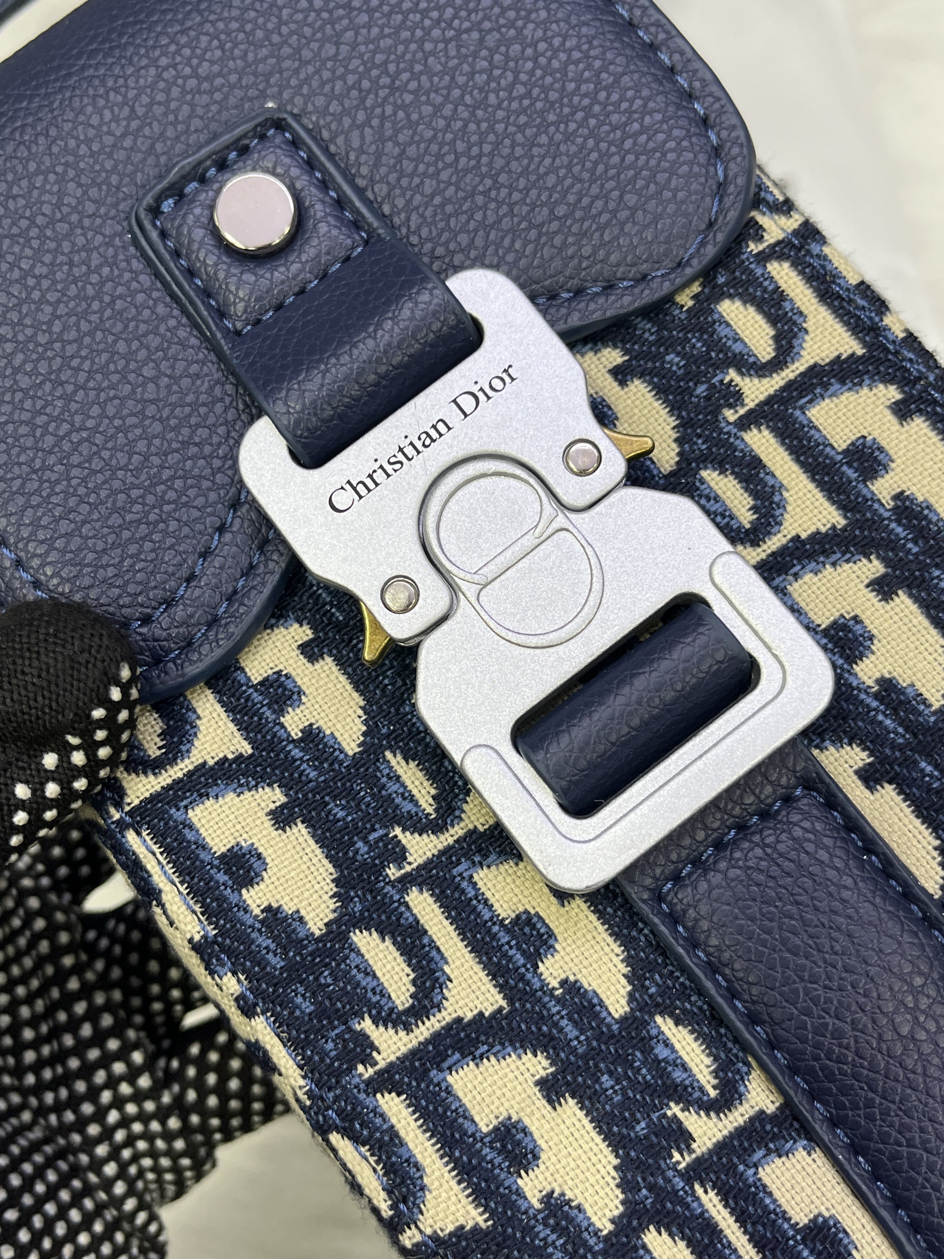 Dior Blue Saddle Vertical Phone Pouch Unisex