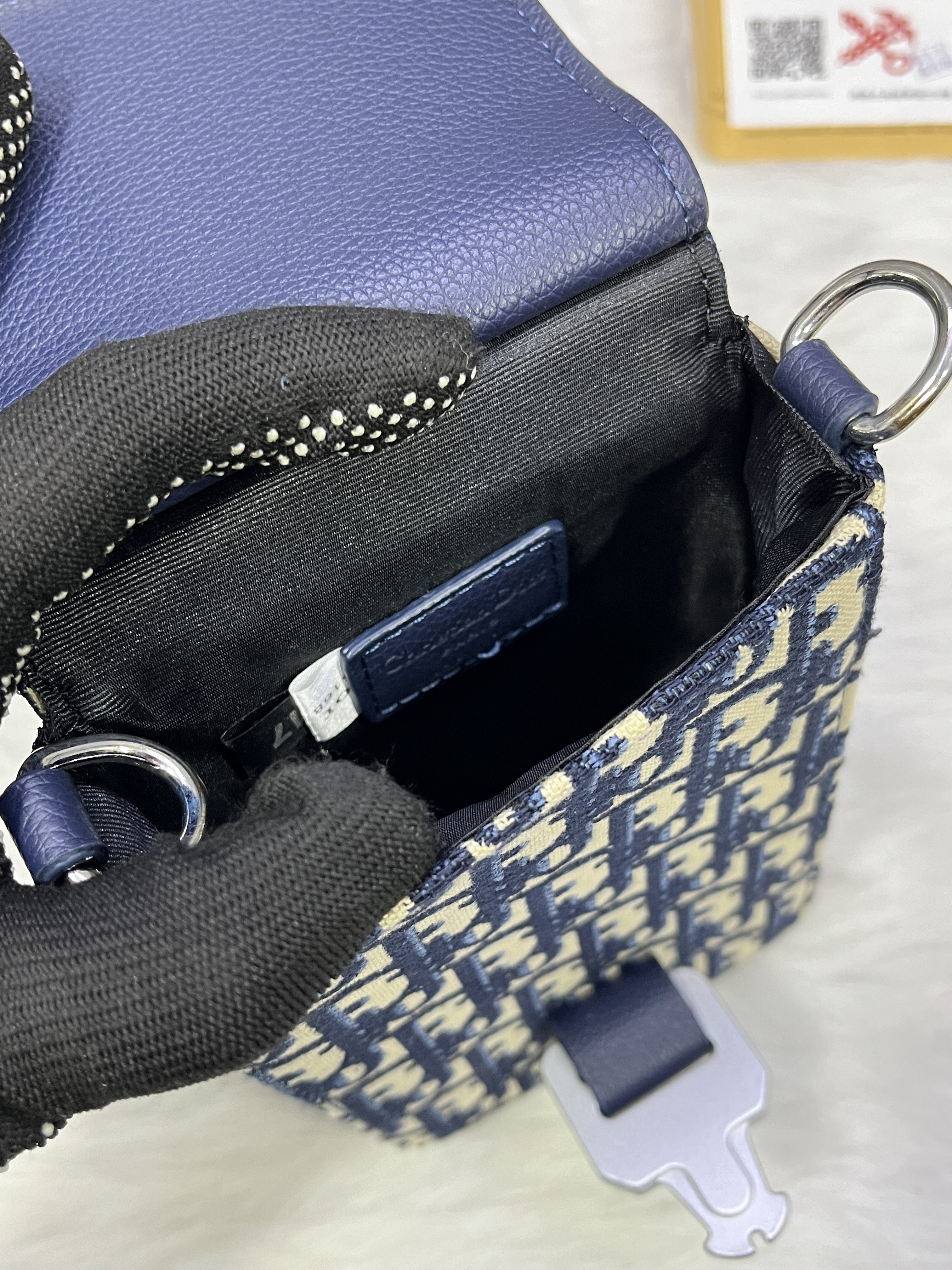 Dior Blue Saddle Vertical Phone Pouch Unisex