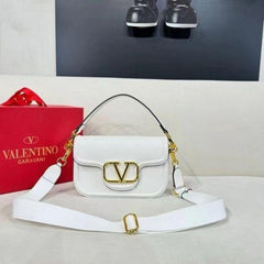 Valentino Garavani Loc Leather Shoulder Bag (White) With OG Box Dust Bag