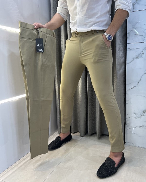 Armani Beige Buckle Look Imported Trouser