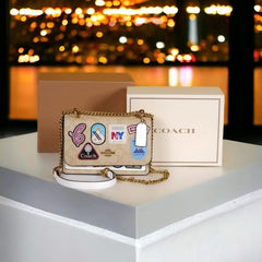 Coach Klare Crossbody In Signature With Ski Patches Premium Quality Bag With Double OG Box & Dust Bag (White-646)