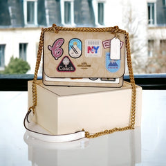 Coach Klare Crossbody In Signature With Ski Patches Premium Quality Bag With Double OG Box & Dust Bag (White-646)