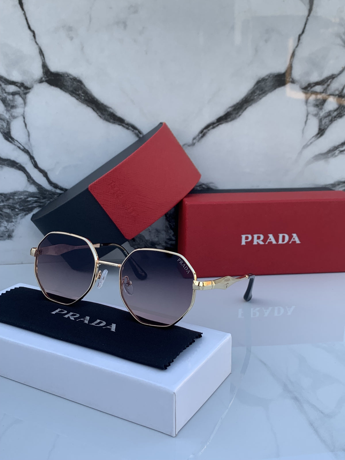 PRADA 363 GOLD BLACK SHADED