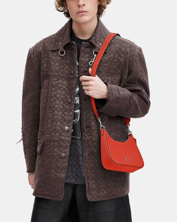 Coach Signature Crossbody Hobo Premium Quality Bag With OG Box & Dust Bag 3 Shoulder Strap (Orange-653)