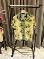 Versace Face Design Green Half Sleeves Shirt