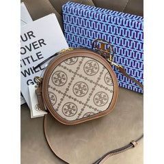 Tory Burch T Monogram Genuine Leather Shoulder Bag With OG Box & Dust Bag & Accessories (Brown Green 201)