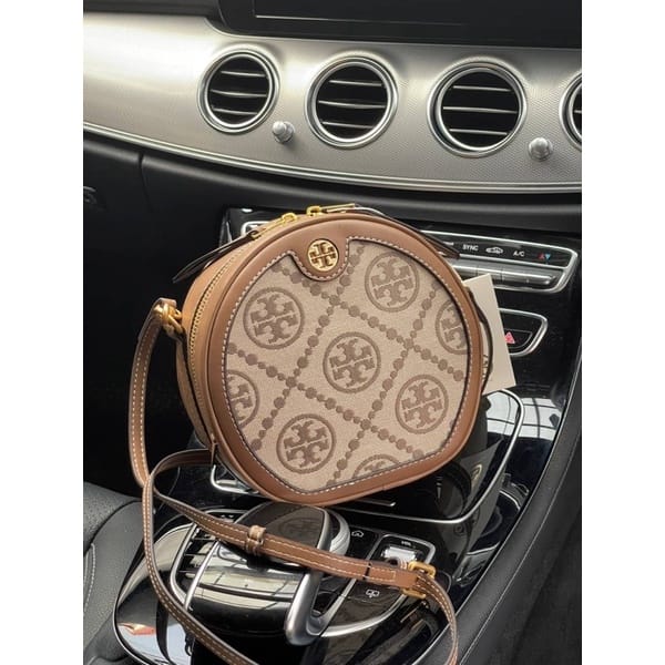 Tory Burch T Monogram Genuine Leather Shoulder Bag With OG Box & Dust Bag & Accessories (Brown Green 201)