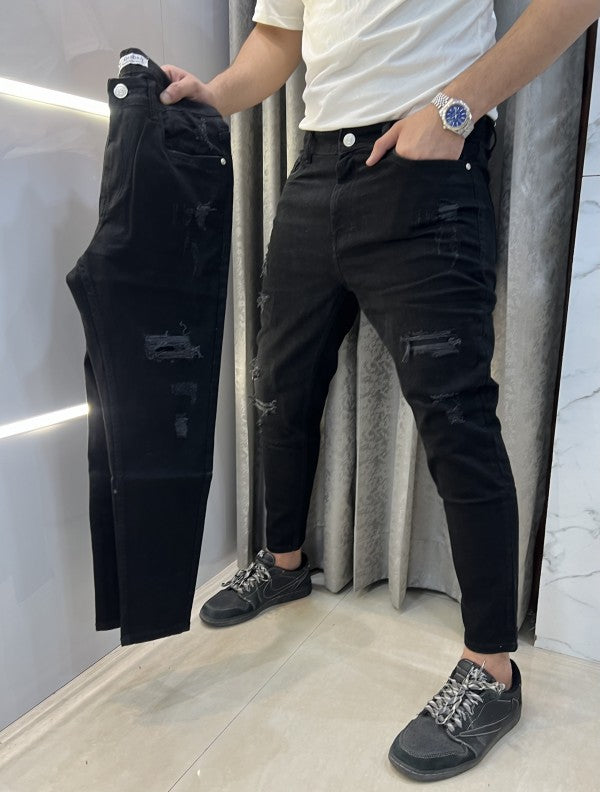 Imported Black Ripped Premium Hyperflex Denim