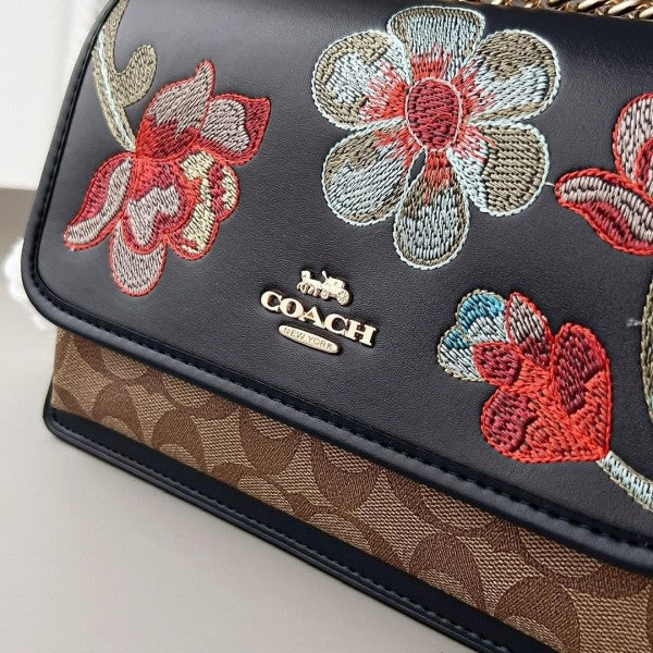 Coach Klare Floral Crossbody In Signature Canvas Bag With OG Box & Dust Bag (Floral Black 380)