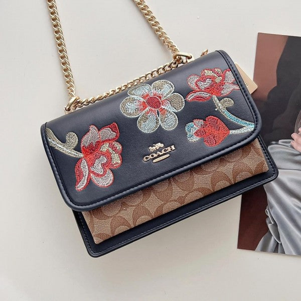 Coach Klare Floral Crossbody In Signature Canvas Bag With OG Box & Dust Bag (Floral Black 380)