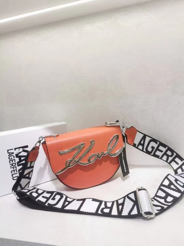 Karl Lagerfeld K Signature Round Cross Body Shoulder Bag With OG Box & Dust Bag (Orange - 628)