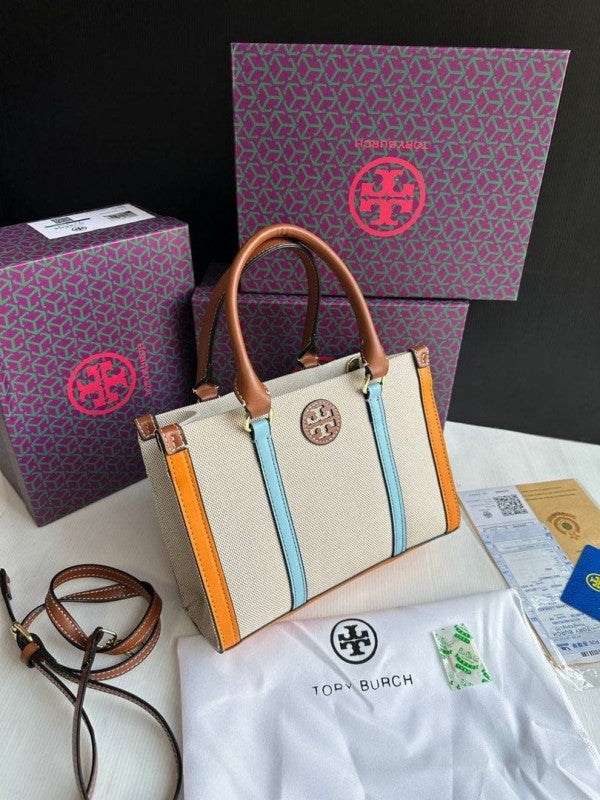 Tory Burch Mini Tote Bag With OG Box & Dust Bag & Extra Shoulder Strap (Yellow 597)