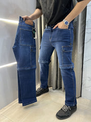 G-star Raw Blue Imported Cargo Denim With Convertable Shorts