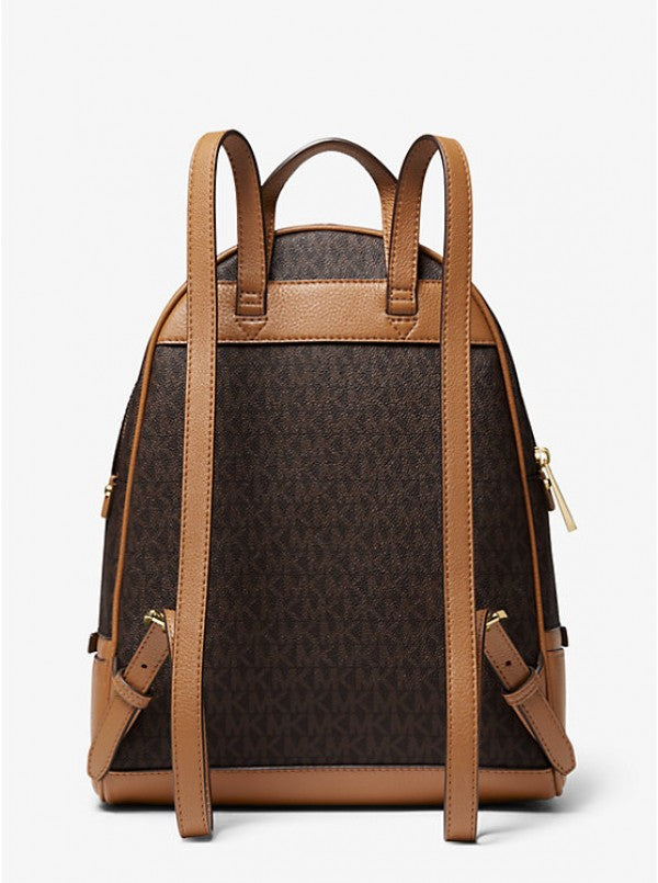 Michael Kors MK Rhea Medium Logo and Pebbled Leather Backpack With Dus Lebrougesind