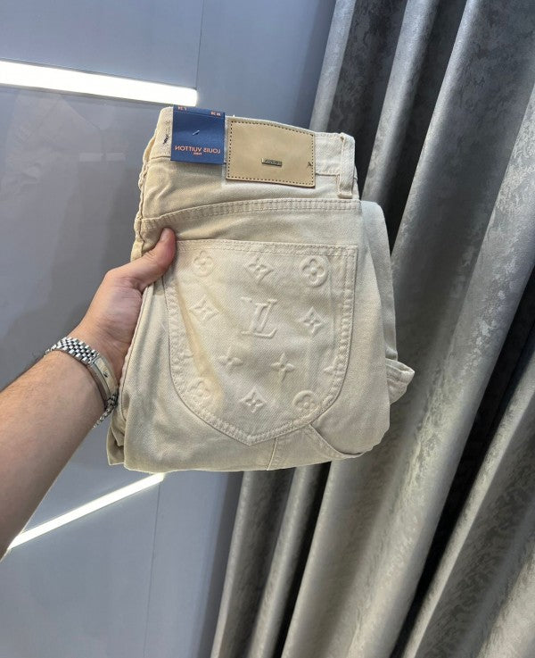 Louis Vuitton Beige Embossed Monogram Imported Denim