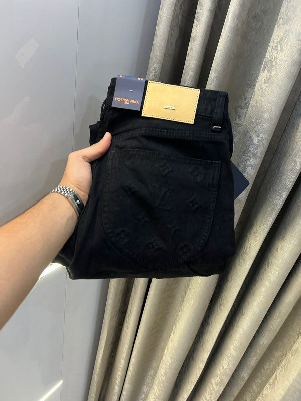 Louis Vuitton Black Embossed Monogram Imported Premium denim