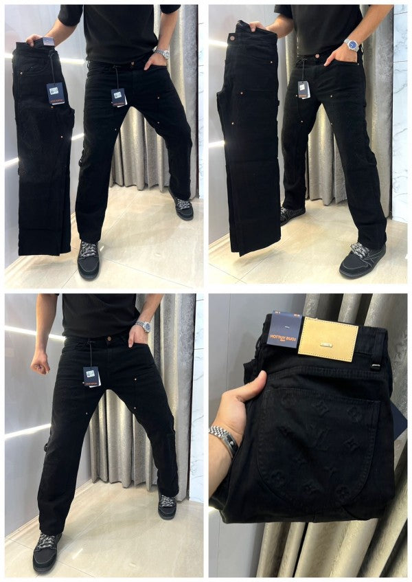 Louis Vuitton Black Embossed Monogram Imported Premium denim