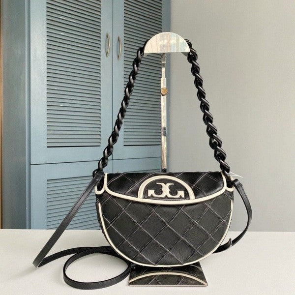 Tory Burch Fleming Premium Bag With OG Box & Dust Bag (Black White 610)