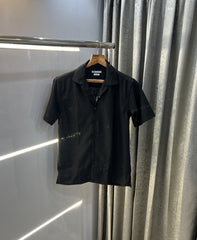 Zara Black Leaf Printed Premium Crochet Shirt