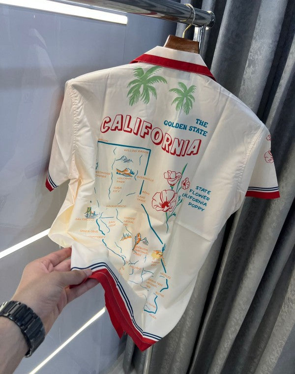 Zara Cream All Over Printed Imported Half Shirt