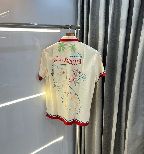 Zara Cream All Over Printed Imported Half Shirt