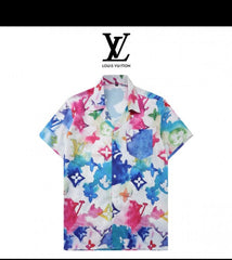 Louis Vuitton White All Over Monogram Printed Imported Half Shirt