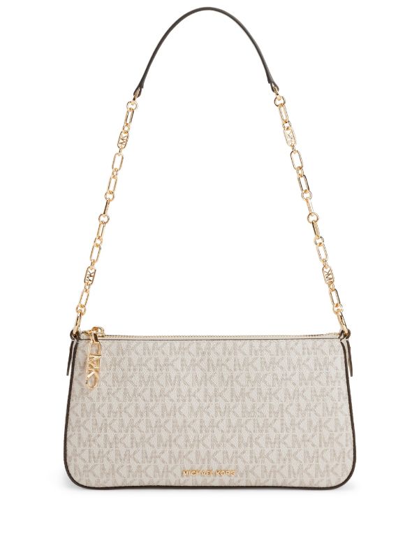 Michael Kors Empire Medium Leather Chain-Link Pochette - 9330 With Dust BagBeigeBrown